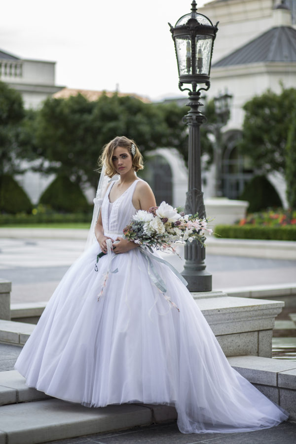 Tulle ballgown, grand ball gown, pink ball gown, simple ball gown, gathered tulle ball gown