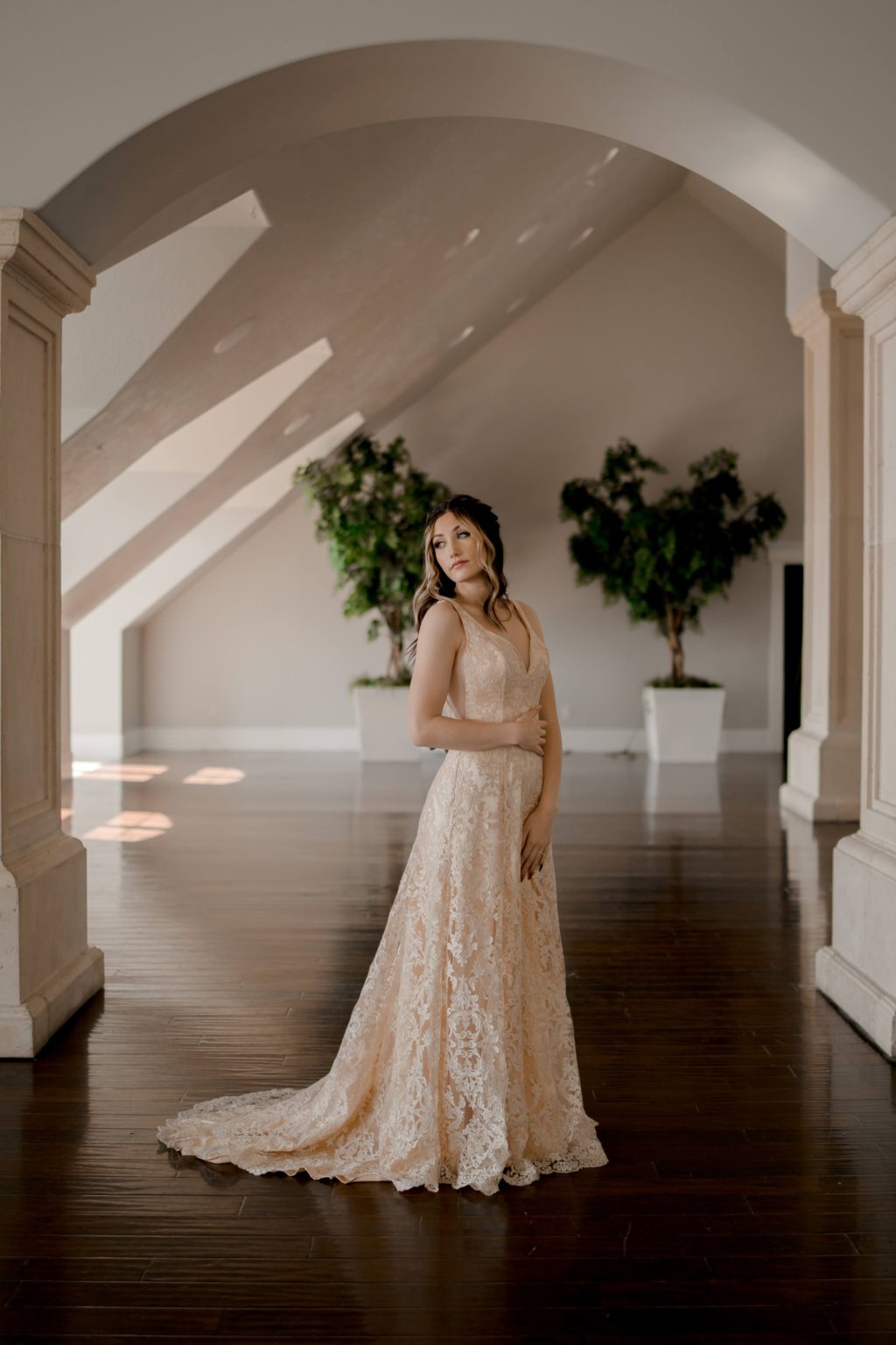 Floral Lace Wedding Dress / Lace Wedding Dress With Sequins